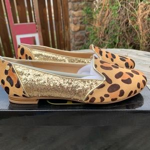 LIQUIDATION SALE! NEW IMAN Calf Hair Leopard Print & Glitter Flats
